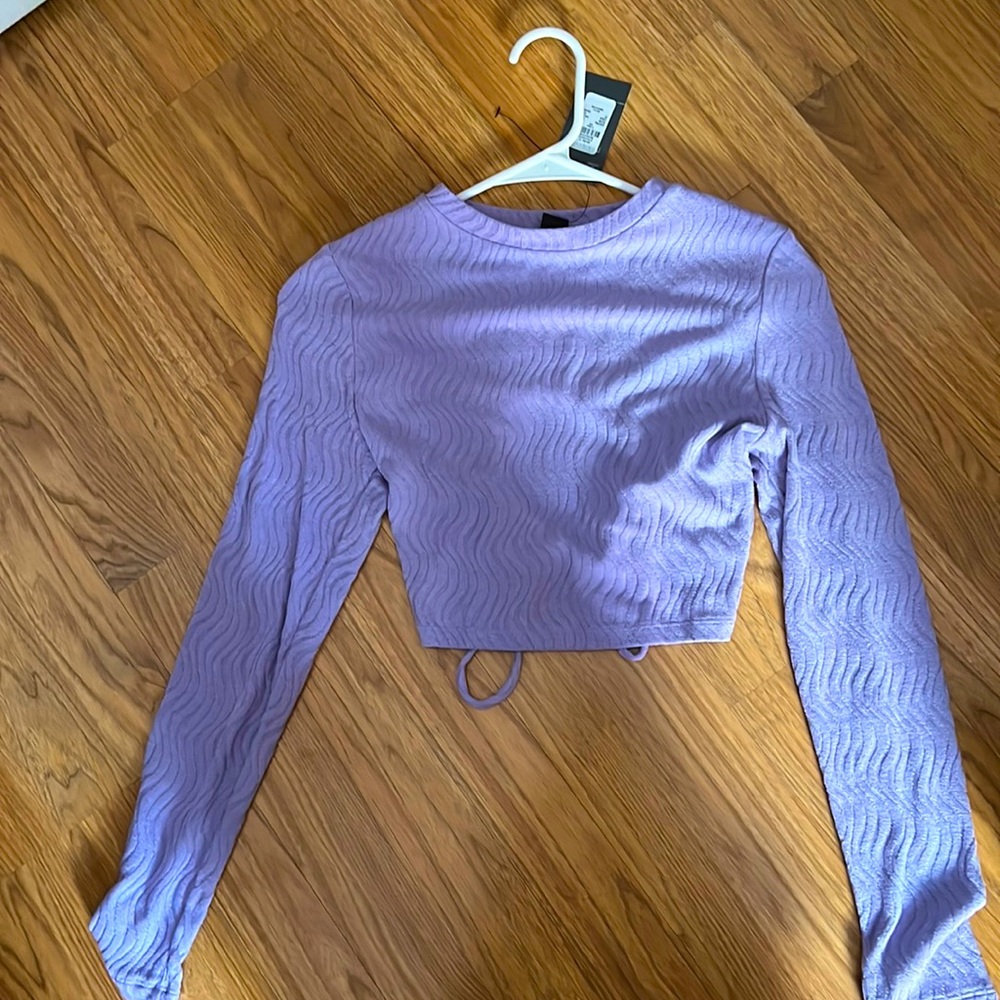 light purple long sleeve crop top